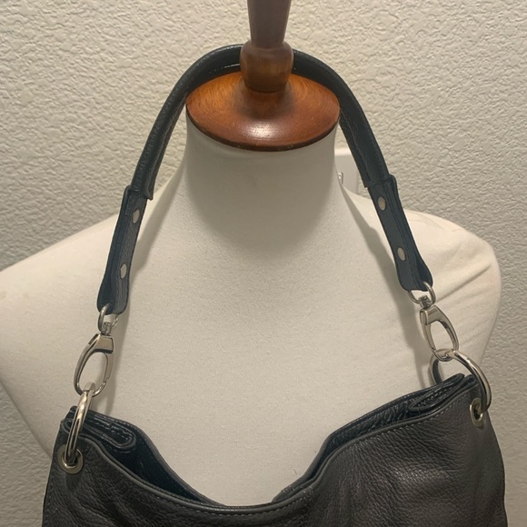 Gray Slouchy Leather Shoulder Bag with Silver Hardware by Borse In Pelle - Picture 6 of 6